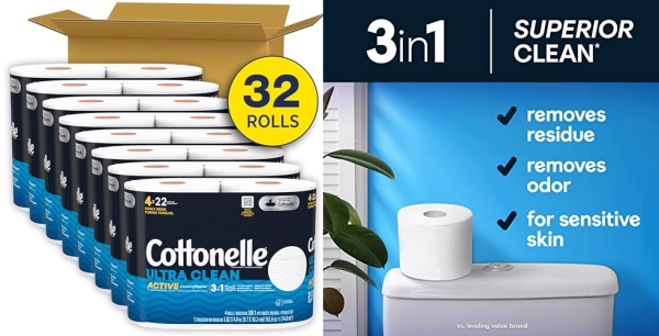 Purchase Cottonelle Toilet Paper with Active CleaningRipples (32 Family Mega Rolls = 176 Regular Rolls) on Amazon.com