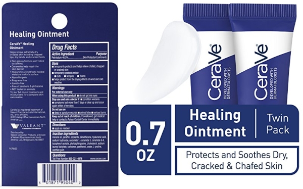 Purchase CeraVe Healing Ointment, 2 Pack (0.35 Ounce Each), Cracked Skin Repair Skin Protectant with Petrolatum Ceramides, Lanolin Free on Amazon.com