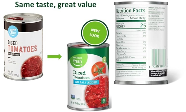 Purchase Amazon Brand - Happy Belly Diced Tomatoes, No Salt Added, 14.5 Ounce on Amazon.com
