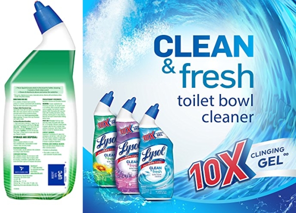 Purchase Lysol Toilet Bowl Cleaner Gel, For Cleaning and Disinfecting, Stain Removal, Forest Rain Scent, 24oz on Amazon.com