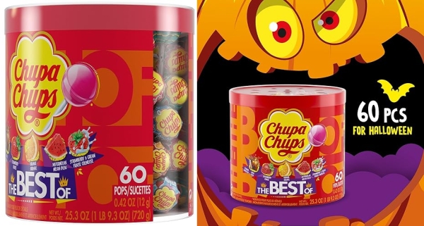 Purchase Chupa Chups Candy, Lollipops Drum Display, 60 Count, 5 Assorted Candy Flavors for Kids, Holiday, Parties, Office, Concessions on Amazon.com