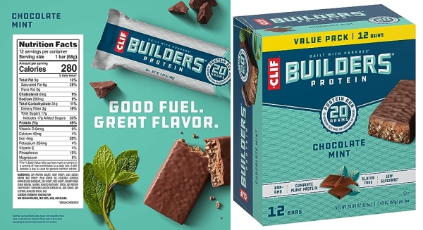 Purchase CLIF BUILDERS - Protein Bars - Chocolate Mint - 20g Protein - Gluten Free (2.4 Ounce, 12 Count) on Amazon.com