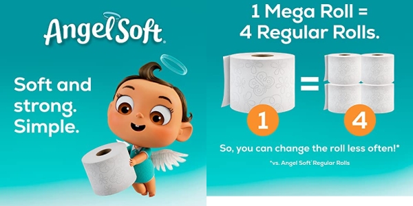 Purchase Angel Soft Toilet Paper, 16 Mega Rolls = 64 Regular Rolls, 2-Ply Bath Tissue on Amazon.com