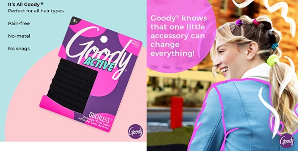 Purchase Goody Thick Hair Ties - Athletic Hair Bands 8 Count, Black Hair Ties on Amazon.com