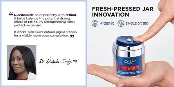 Purchase L'Oreal Paris Revitalift Pressed Night Cream with Retinol, Niacinamide, Visibly Reduce Wrinkles on Amazon.com