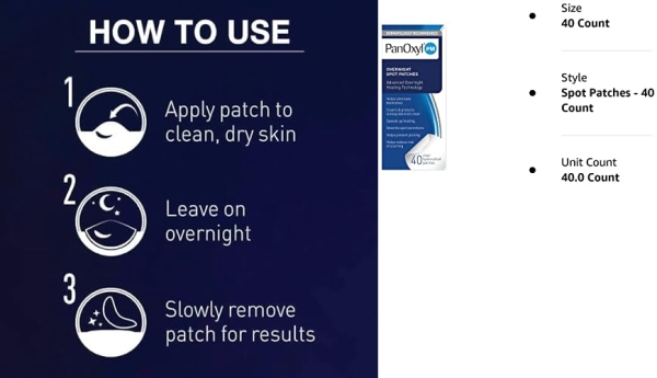 Purchase PanOxyl PM Overnight Spot Patches, Advanced Hydrocolloid Healing Technology, Fragrance Free, 40 Count on Amazon.com