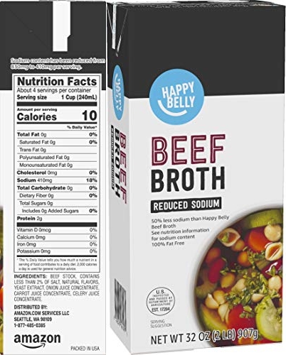 Purchase Amazon brand - Happy Belly Reduced Sodium Beef Broth, 32 Ounce on Amazon.com