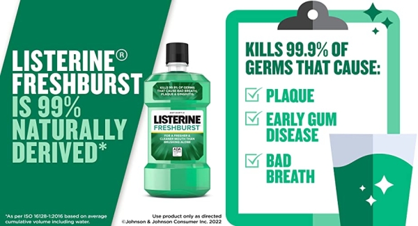 Purchase Listerine Freshburst Antiseptic Mouthwash to Fight Bad Breath, 1 L, Pack of 2 on Amazon.com