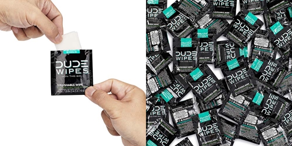 Purchase DUDE Wipes Flushable Wipes, Individually Wrapped Wet Wipes for Travel, Mint Chill Scent with Vitamin-E and Aloe, 30 On-The-Go Singles on Amazon.com