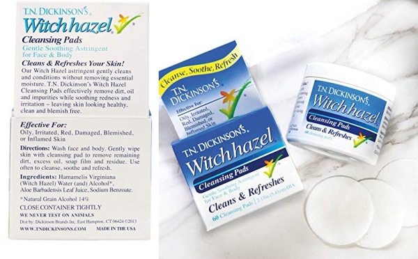 Purchase T.N. Dickinson's Witch Hazel Cleansing Pads, 60 Count on Amazon.com