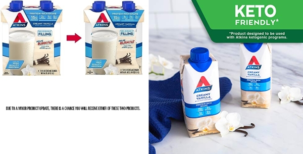 Purchase Atkins Creamy Protein-Rich Shake With High Protein, Vanilla, 11 Fl Oz (Pack of 12) on Amazon.com