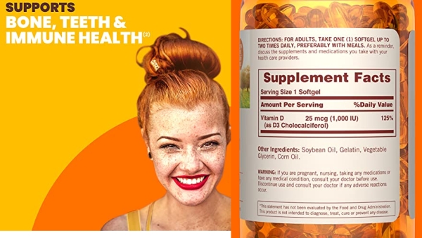 Purchase Sundown Vitamin D3 for Immune Support, Non-GMO, Dairy-Free, Gluten-Free, No Artificial Flavors, 25mcg 1000IU Softgels, 400 Count on Amazon.com