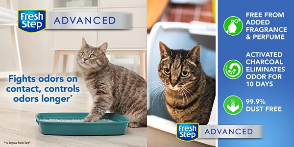 Purchase Fresh Step Clumping Cat Litter, Advanced, Simply Unscented, Extra Large, 37 Pounds total (2 Pack of 18.5lb Boxes) on Amazon.com