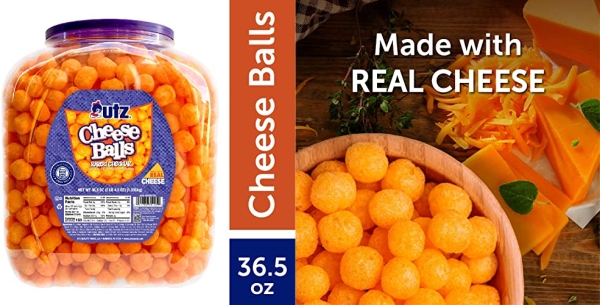 Purchase Utz Cheese Balls Barrel, Tasty Snack Baked with Real Cheddar Cheese, Delightfully Poppable Party Snack, Gluten, Cholesterol and Trans-Fat Free, Kosher Certified, 36.5 Oz on Amazon.com