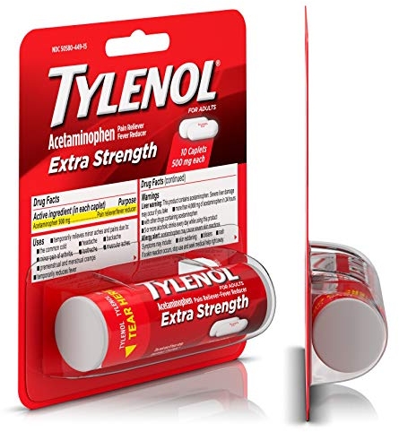Purchase Tylenol, Extra Strength Caplets with 500 mg Acetaminophen Pain Reliever Fever Reducer ct, Multicolor, 10 Count on Amazon.com