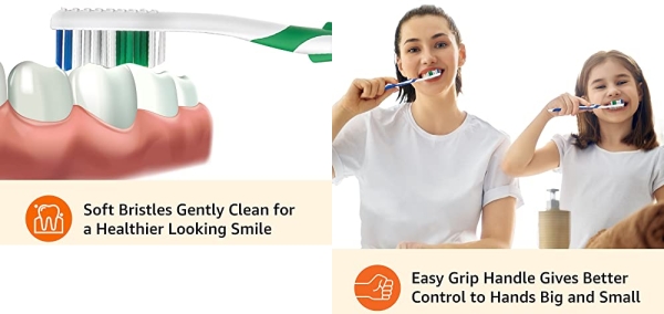 Purchase Amazon Basics Clean Plus Toothbrushes, Soft, Full, 10 Count on Amazon.com
