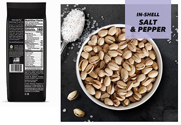 Purchase Wonderful Pistachios, In-Shell, Salt & Pepper Nuts, 14oz on Amazon.com