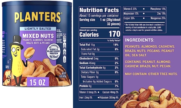 Purchase Planters Lightly Salted Mixed Nuts, 15 oz Can on Amazon.com