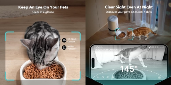 Purchase PETLIBRO Automatic Cat Feeder with Camera, 1080P HD Video with Night Vision, 5G WiFi Pet Feeder with 2-Way Audio, Low Food & Blockage Sensor, Motion & Sound Alerts for Cat & Dog Single Tray on Amazon.com