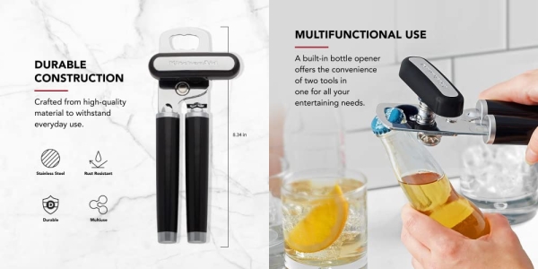 Purchase KitchenAid Classic Multifunction Can Opener / Bottle Opener, 8.34-Inch, Black on Amazon.com