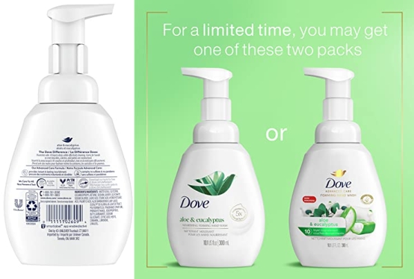 Purchase Dove Foaming Hand Wash Aloe & Eucalyptus Pack of 4 Protects Skin from Dryness, More Moisturizers than the Leading Ordinary Hand Soap, 10.1 oz on Amazon.com