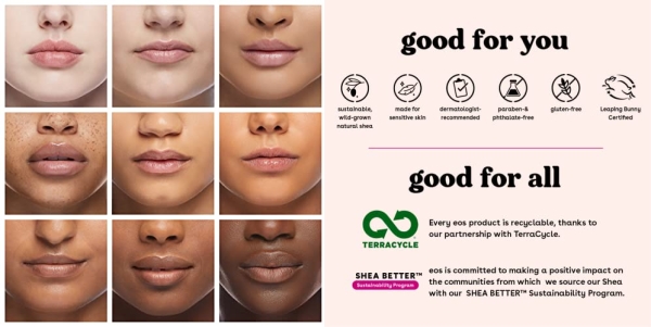 Purchase eos 100% Natural & Organic Lip Balm- Strawberry Sorbet, All-Day Moisture, Dermatologist Recommended for Sensitive Skin, Lip Care Products, 0.25 oz on Amazon.com