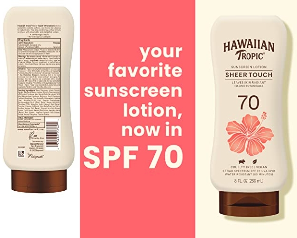 Purchase Hawaiian Tropic Sheer Touch Lotion Sunscreen SPF 70, 8oz, Hawaiian Tropic Sunscreen SPF 70, High SPF Sunscreen, Oxybenzone Free Sunscreen, Moisturizing Sunscreen, Body Sunscreen SPF 70, 8oz on Amazon.com