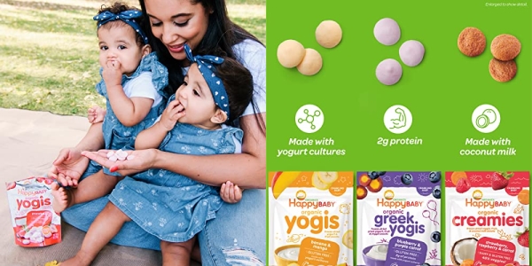 Purchase Happy Baby Organic Yogis Freeze-Dried Yogurt & Fruit Snacks, 3 Flavor Variety Pack, 1 Ounce on Amazon.com