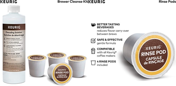 Purchase Keurig Brewer Cleanse Kit For Maintenance Includes Descaling Solution & Rinse Pods, Compatible with Keurig Classic/1.0 & 2.0 K-Cup Pod Coffee Makers, 4 Count on Amazon.com
