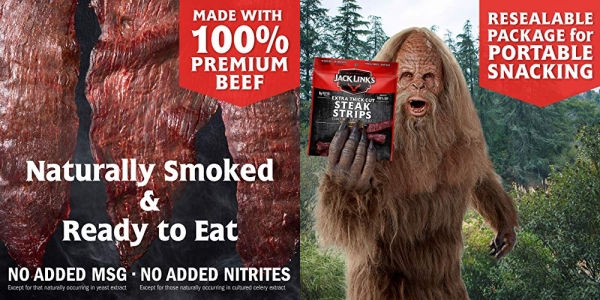 Purchase Jack Link's Steak Strips, Beef Jerky, Original Flavor, Snack Bags, Extra Thick Cut Protein Snacks, 8 Oz (Pack Of 2) on Amazon.com