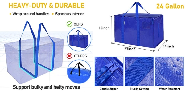 Purchase TICONN 6 Pack Extra Large Moving Bags with Zippers & Carrying Handles, Heavy-Duty Storage Tote for Space Saving Moving Storage on Amazon.com
