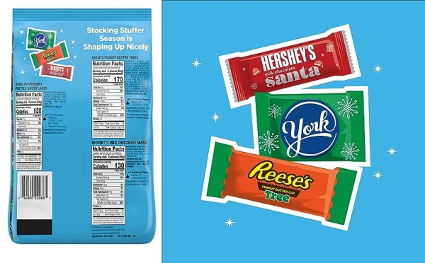 Purchase HERSHEY'S, REESE'S and YORK Assorted Flavored, Christmas Candy Variety Bag, 31.8 oz on Amazon.com