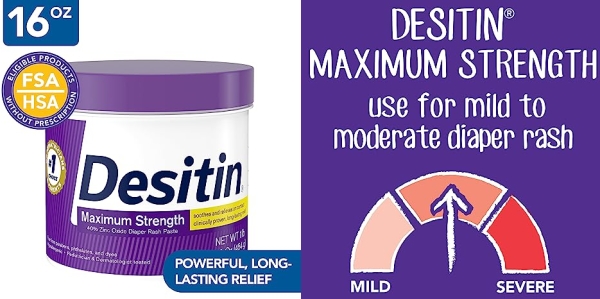 Purchase Desitin Maximum Strength Baby Diaper Rash Cream, 16 oz on Amazon.com