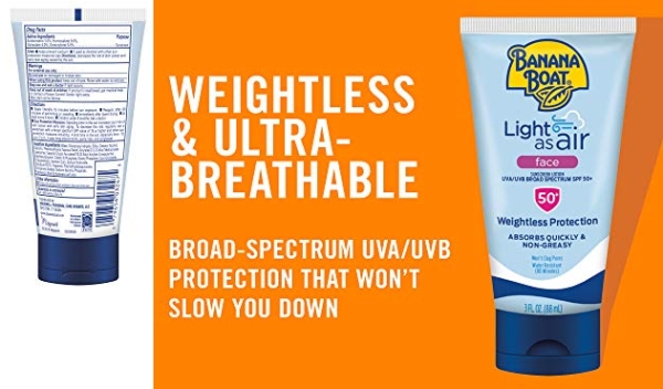 Purchase Banana Boat Light As Air Faces, Broad Spectrum Sunscreen Lotion, SPF 50, 3oz. on Amazon.com