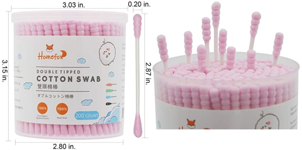 Purchase HOMEFOX Pink Cotton Swabs Spiral - 200 Count Organic Cotton Buds (Pink) on Amazon.com