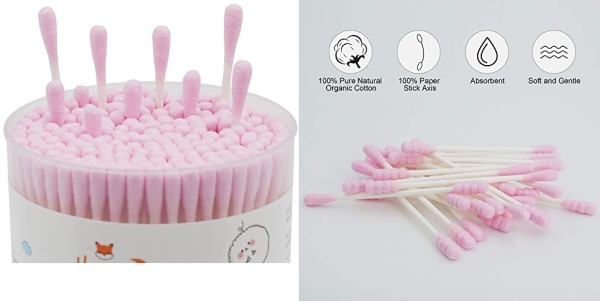 Purchase HOMEFOX Pink Cotton Swabs Spiral - 200 Count Organic Cotton Buds (Pink) on Amazon.com