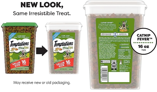 Purchase TEMPTATIONS MixUps Crunchy and Soft Cat Treats, 16 oz., Pouches and Tubs on Amazon.com