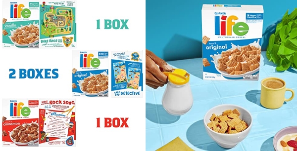 Purchase Quaker Life Breakfast Cereal, 3 Flavor Variety Pack (4 Boxes) on Amazon.com