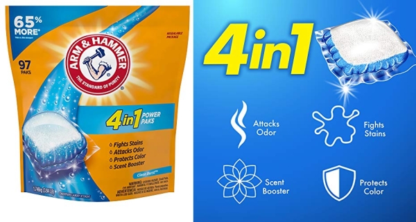 Purchase Arm & Hammer 2-in-1 Laundry Detergent Power Paks, 97 Count Pods on Amazon.com