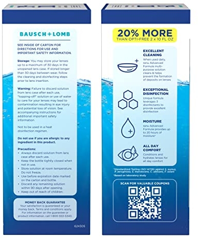 Purchase Bausch + Lomb renu Lens Solution Advanced Triple Disinfect Formula Multi-Purpose, 12 Ounce Bottle Twinpack on Amazon.com