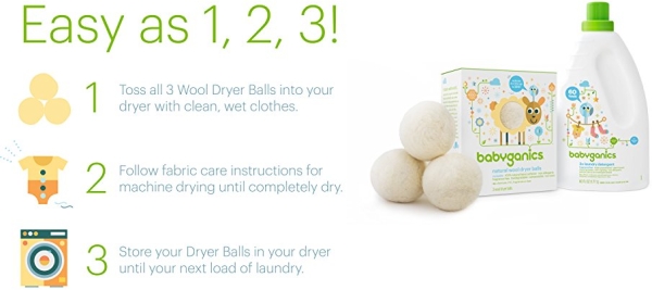 Purchase Babyganics Natural Wool Laundry Dryer Balls on Amazon.com