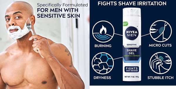 Purchase NIVEA Men Sensitive Shaving Gel - Protects Sensitive Skin From Shave Irritation - 7 oz. Can (Pack of 3) on Amazon.com