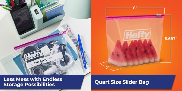 Purchase Hefty Slider Food Storage Bags - Quart Size, 78 Count on Amazon.com