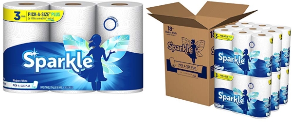 Purchase Sparkle Paper Towels, 18 Rolls = 37 Regular Rolls, Longer Lasting Rolls, Pick-A-Size Plus Sheets on Amazon.com