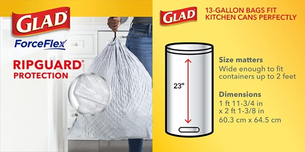 Purchase Glad Tall Kitchen Drawstring Trash Bags - OdorShield 13 Gallon White Trash Bag, Febreze Mediterranean Lavender - 80 Count on Amazon.com