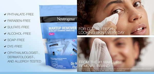 Purchase Neutrogena Makeup Remover Cleansing Towelette Singles, 20 Count on Amazon.com