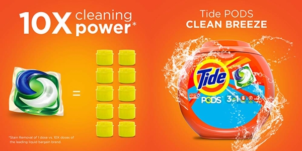 Purchase Tide PODS Laundry Detergent Liquid Pacs, Clean Breeze Scent, HE Compatible, 96 Count on Amazon.com
