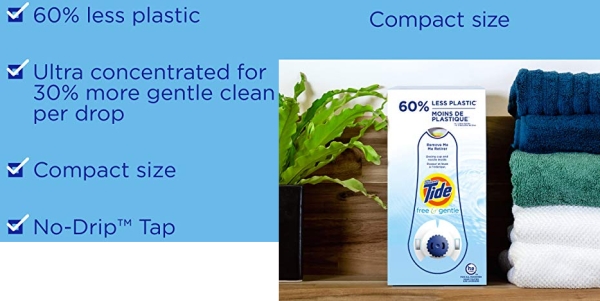 Purchase Tide Free and Gentle Ultra Concentrated Liquid Laundry Detergent eco-box, HE Compatible, 105 fl oz, 96 loads on Amazon.com