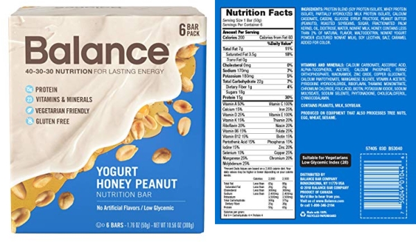 Purchase Balance Bar, Healthy Protein Snacks, Yogurt Honey Peanut, 1.76 oz, 6 Count on Amazon.com