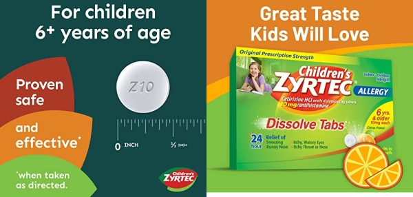 Purchase Children's Zyrtec 24 HR Dissolving Allergy Tablets, Cetirizine, Citrus Flavor, 24 ct on Amazon.com